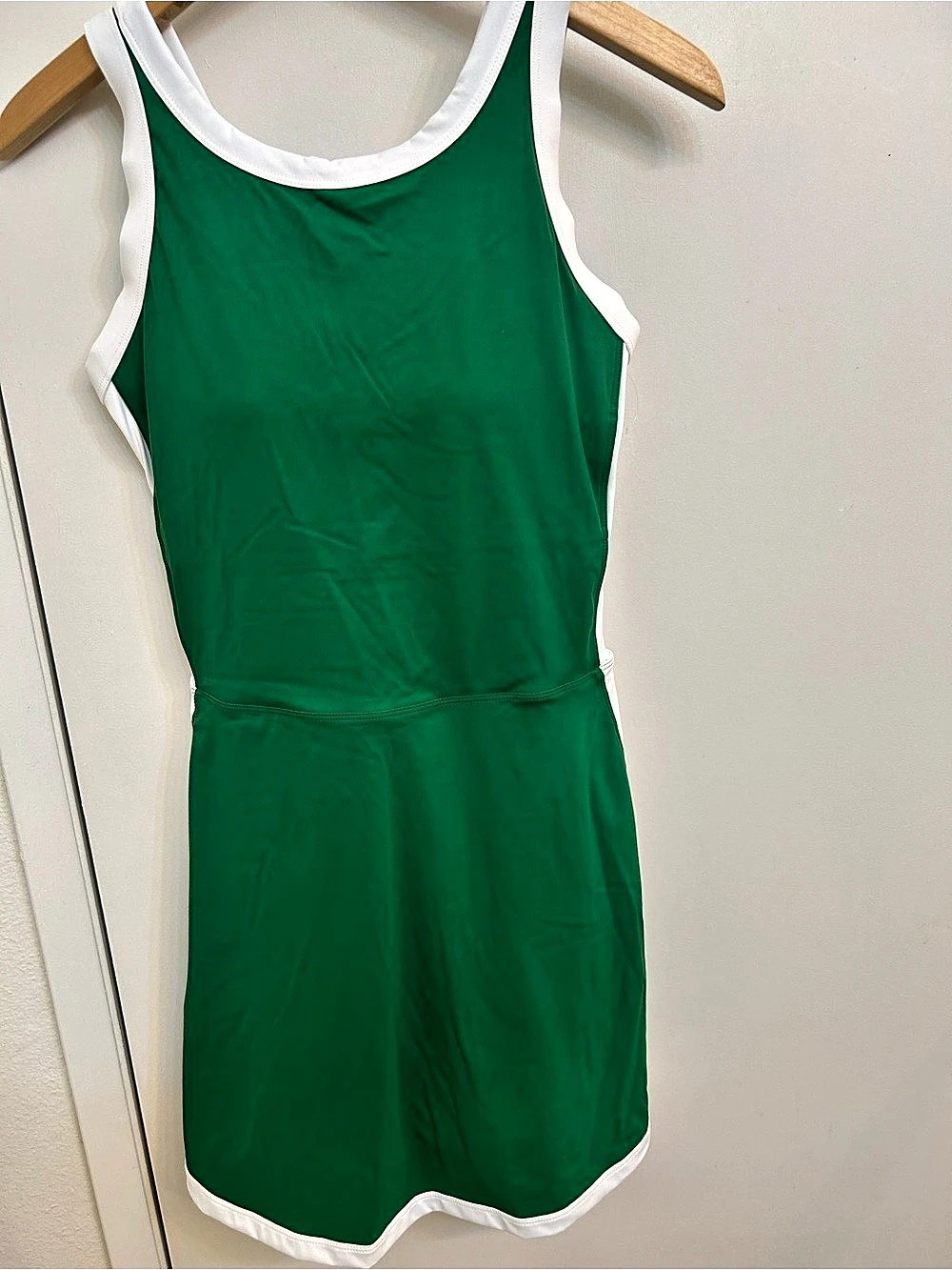 Fashion Green & White One-Piece athletic dress with built in shorts, NWT.